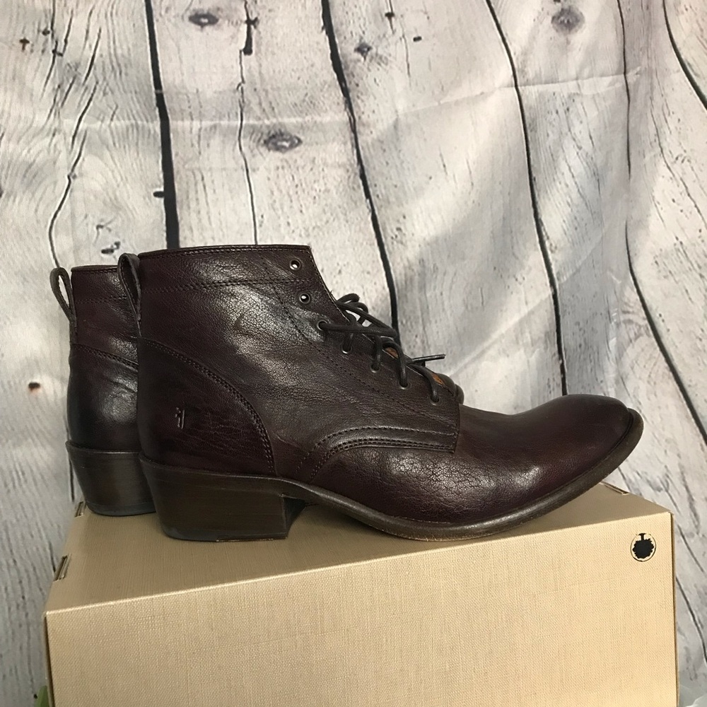 Brown Leather Frye Carson Lace-Up Boots Sz 8.5